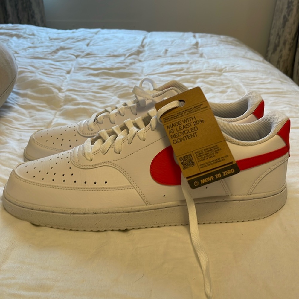 Gotta go! Nike Court Vision Low Next Nature "White/Picante Red" Men's Shoe
